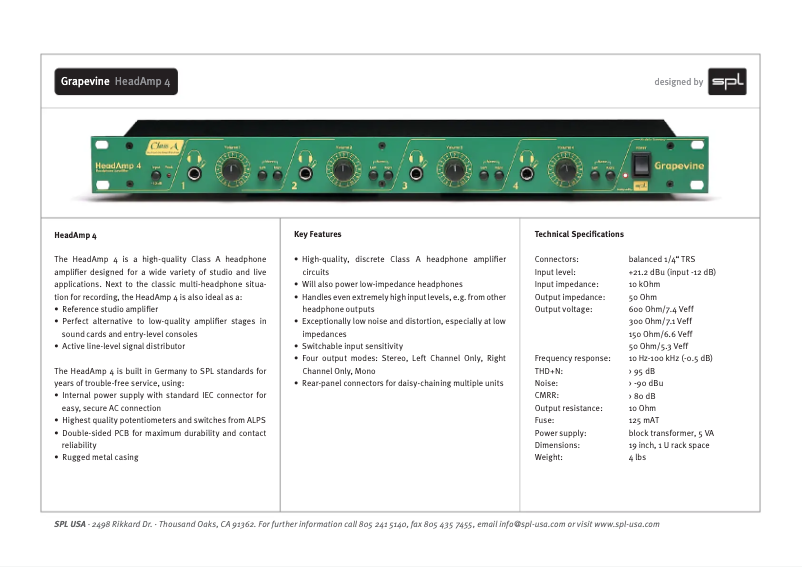 First page image of the manual for HeadAmp 4