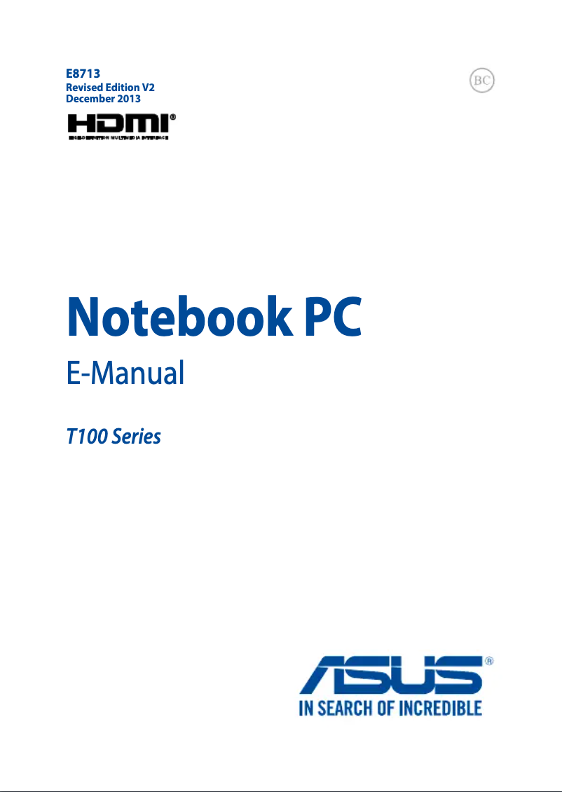 Page 1 of the manual User Manual Asus Transformer Book