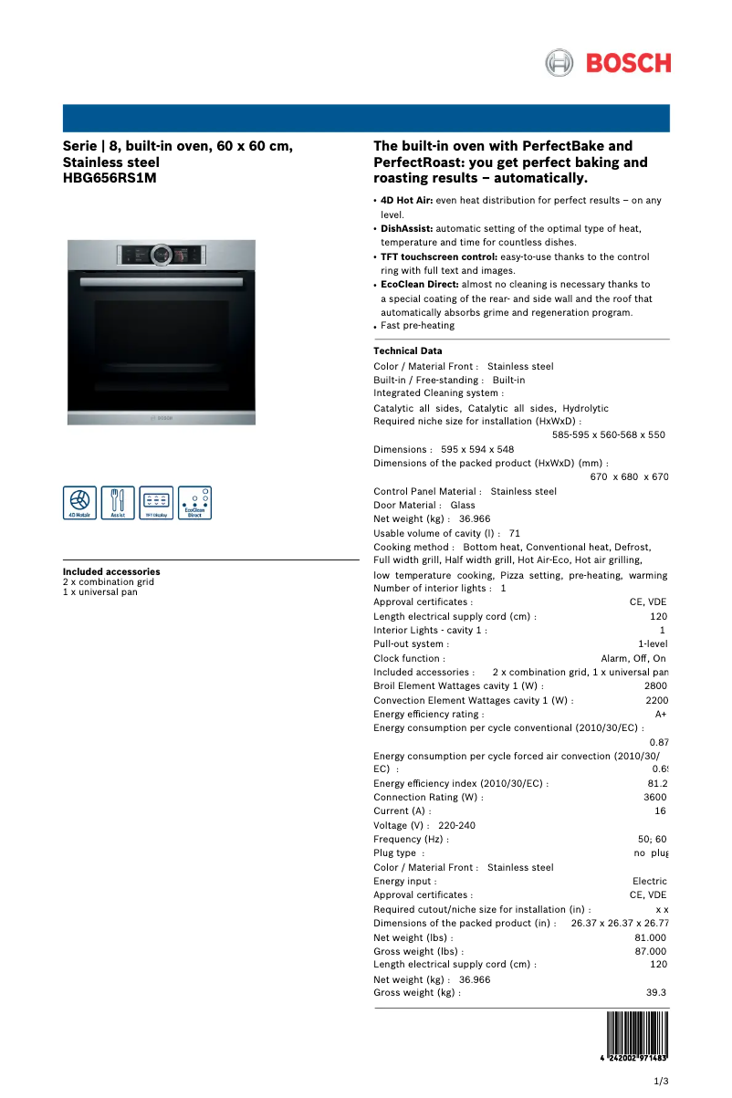First page image of the manual for HBG656RS1M