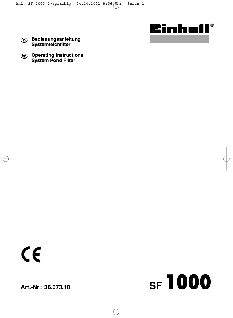 First page image of the manual for SF 1000