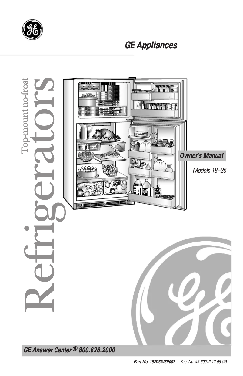 First page image of the manual for Profile TBX25PRBLWW