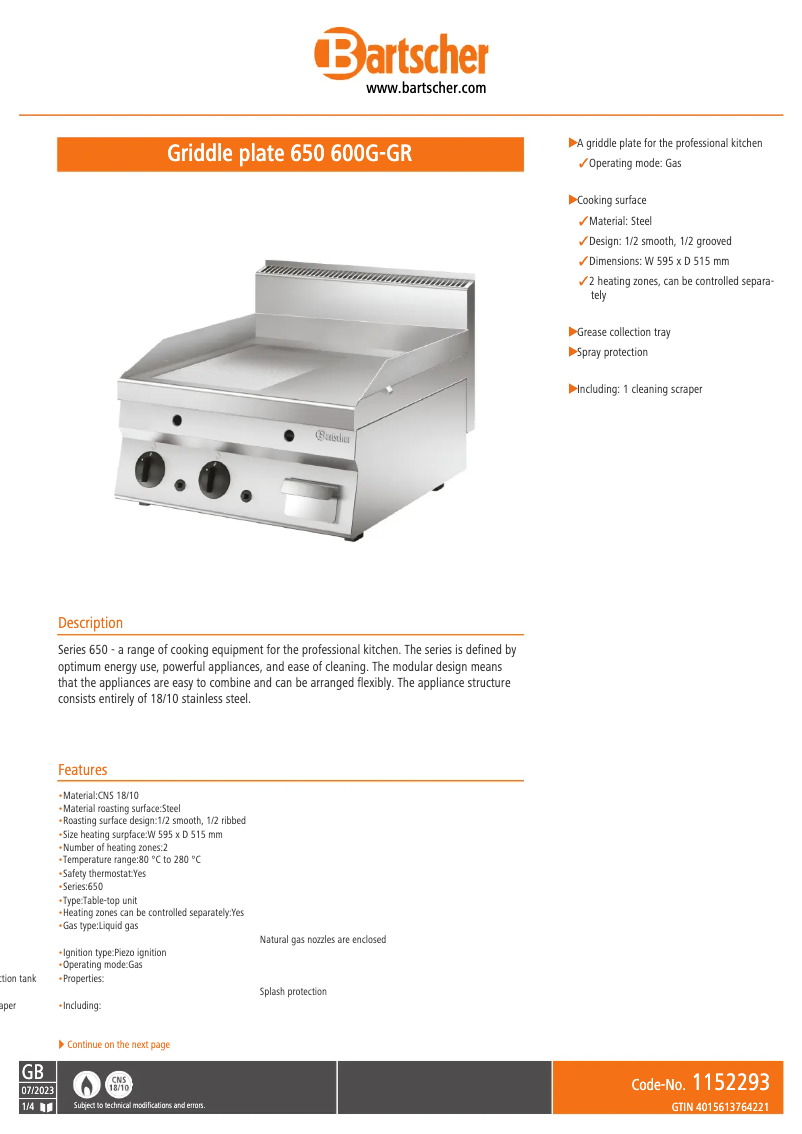 First page image of the manual for 650 600G-GR