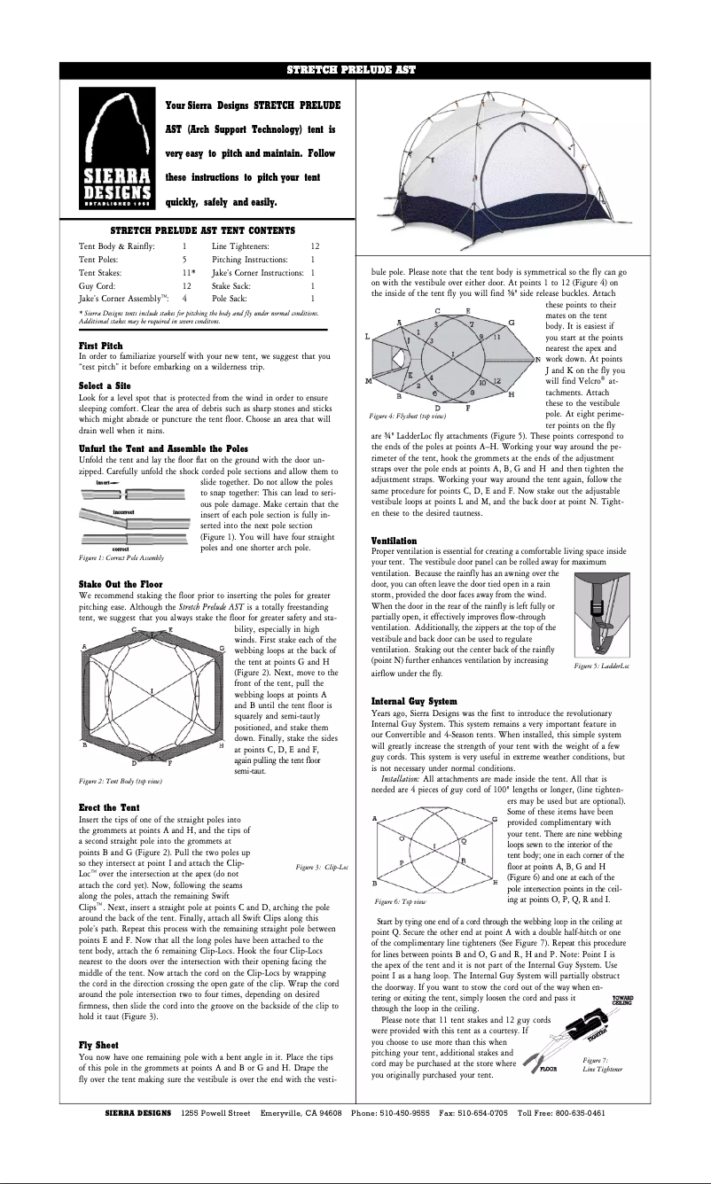 Page 1 of the manual User Manual Sierra Designs Stretch Prelude AS