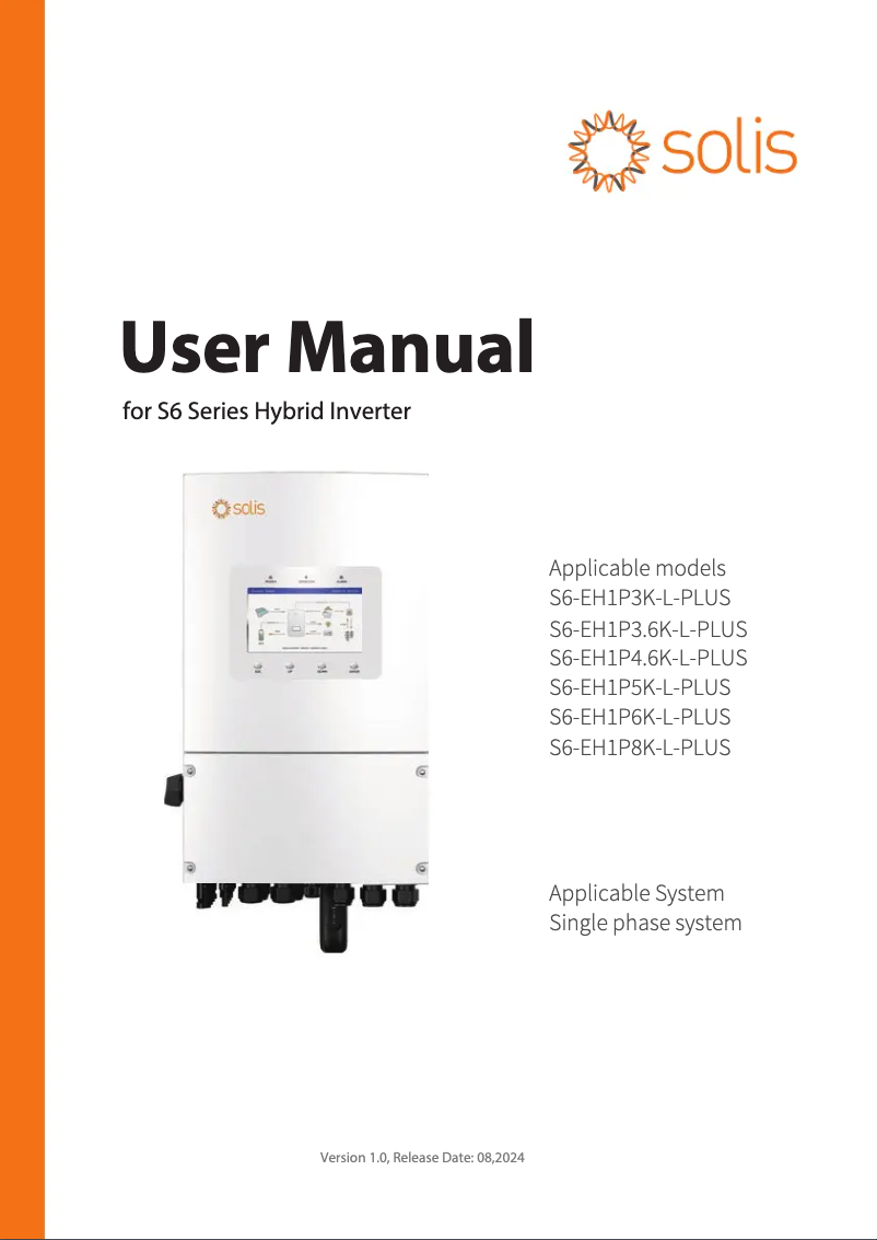 First page image of the manual for S6-EH1P6K-L-PLUS