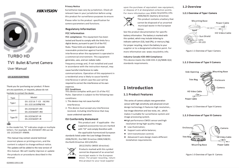 First page image of the manual for DS-2CE16C0T-IRP