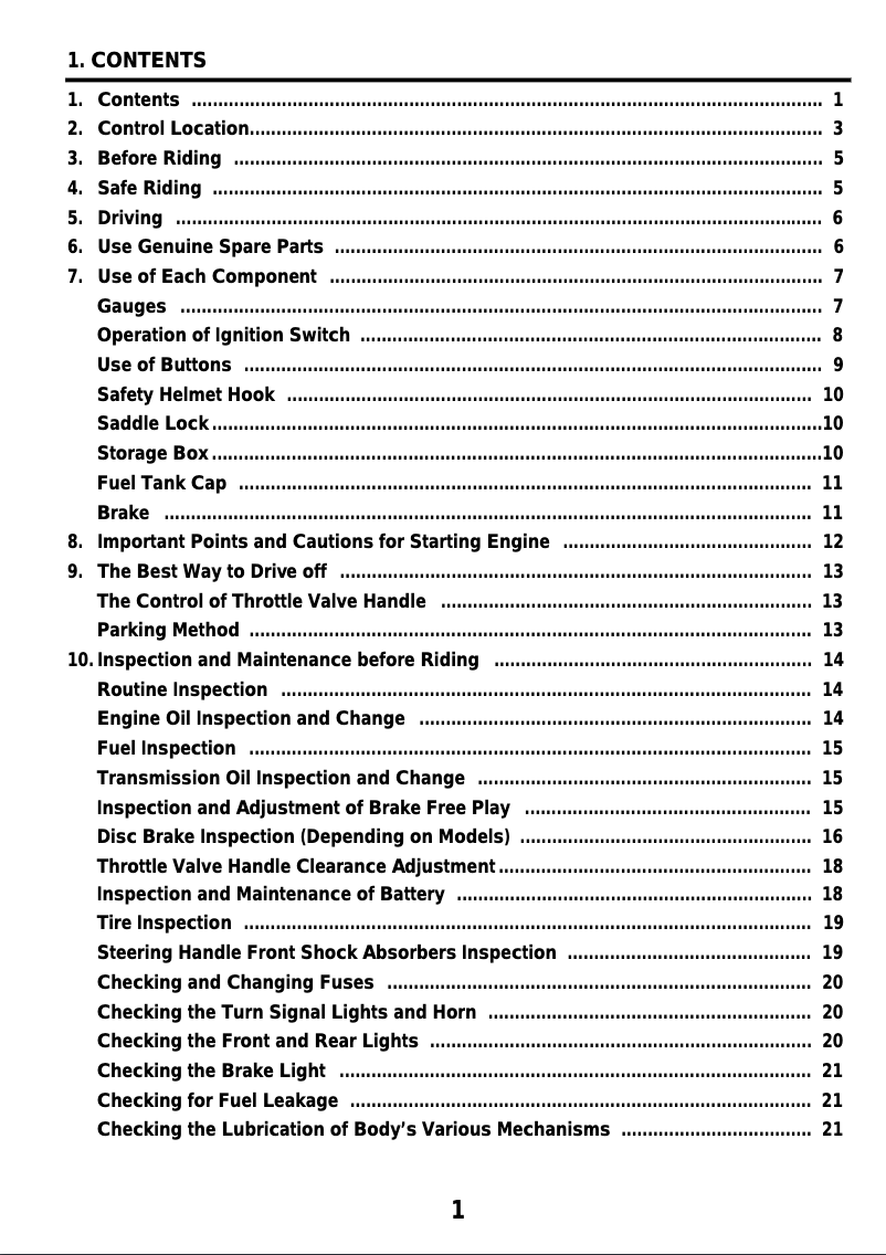 First page image of the manual for Megalo 125