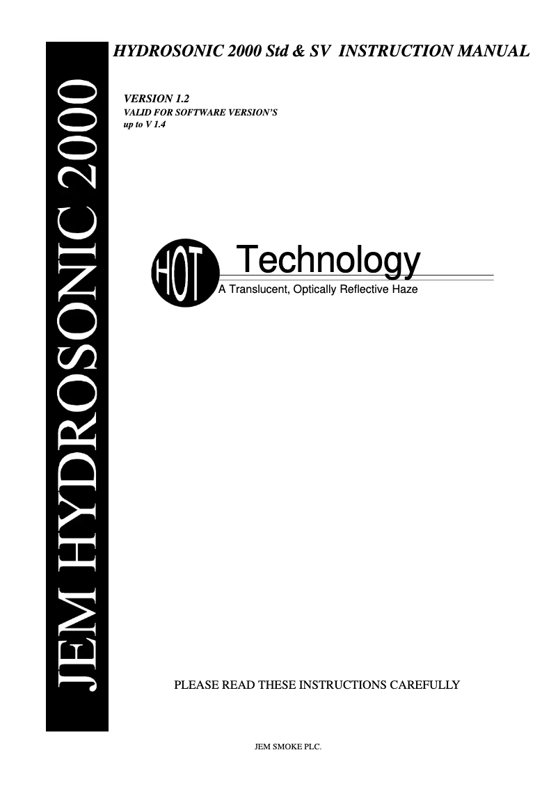 Page 1 of the manual User Manual Martin JEM Hydrosonic 2000