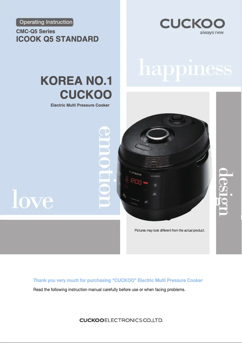 First page image of the manual for ICOOK Q5 CMC-QAB501S
