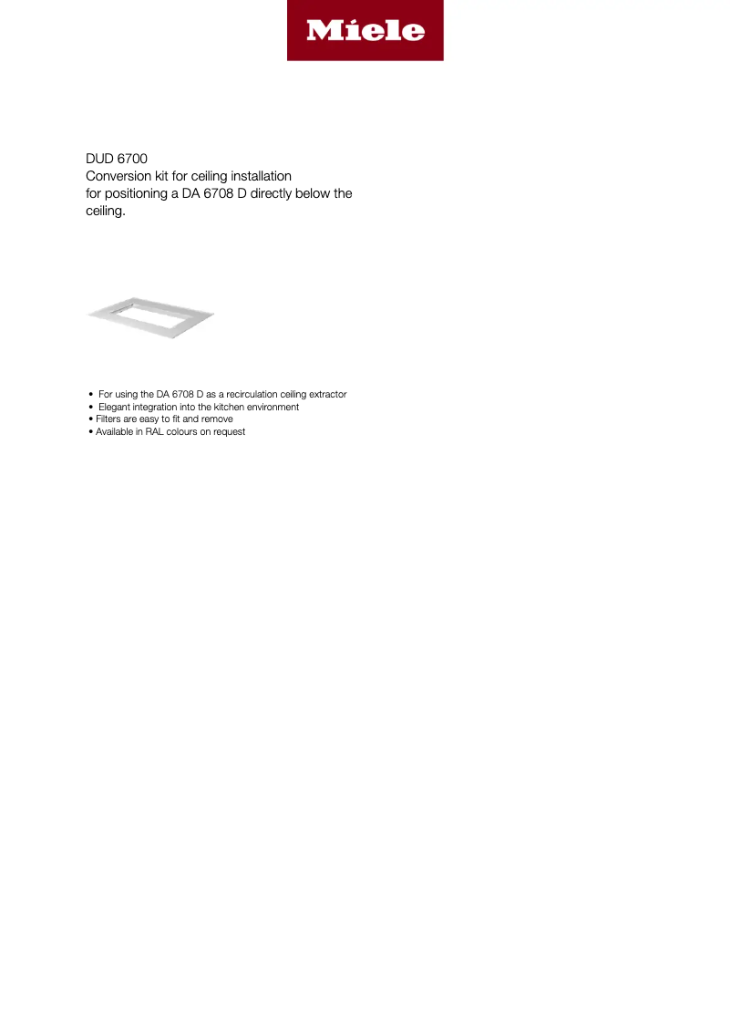 Page 1 of the manual User Manual Miele DUD 6700