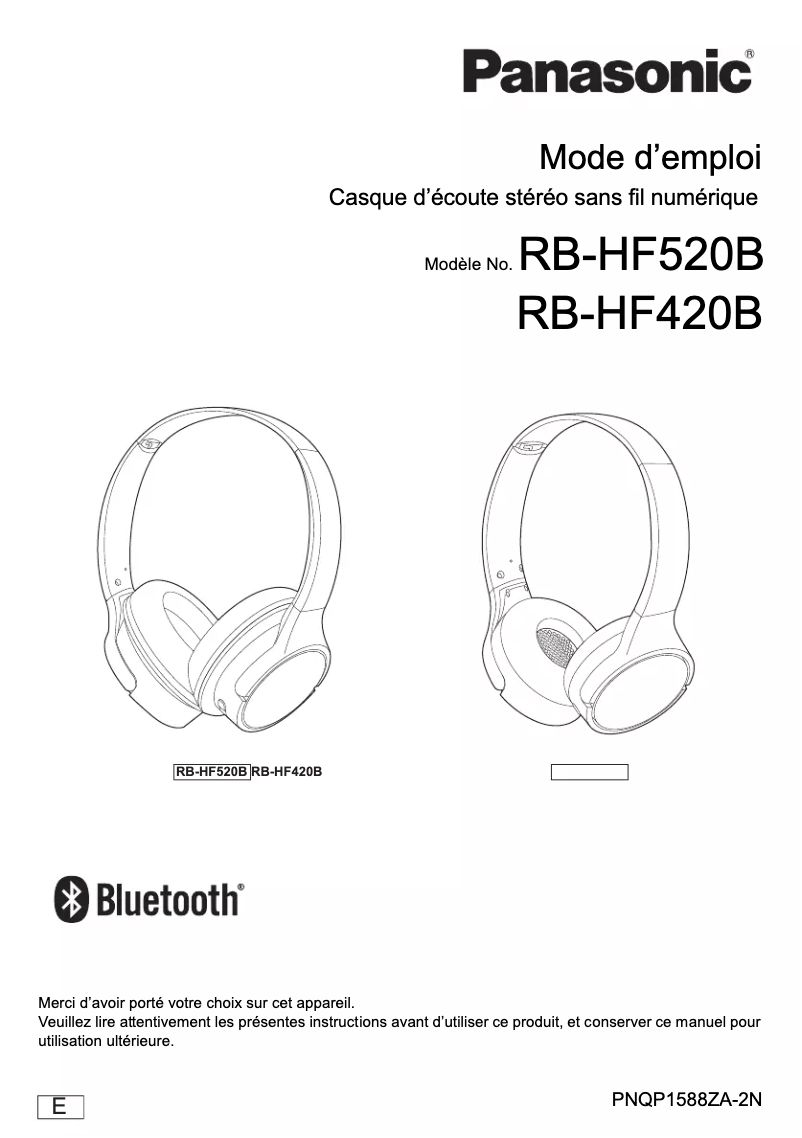 Page 1 of the manual User Manual Panasonic RB-HF520B