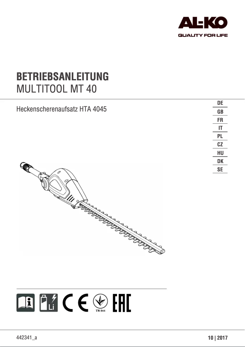 Image de la première page du manuel de l'appareil HTA 4045