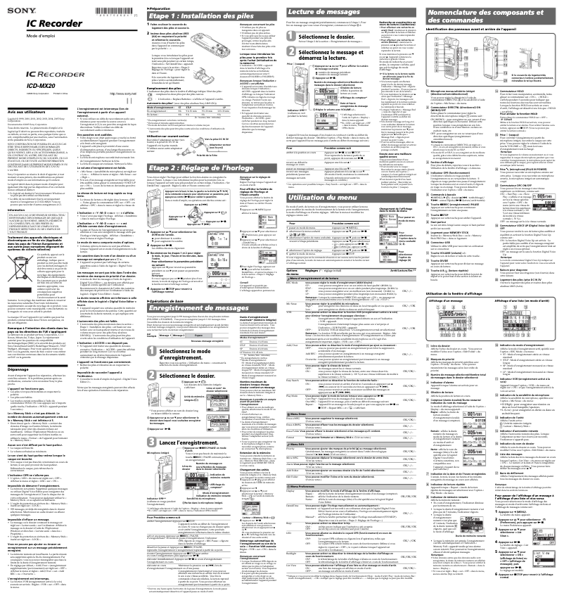 First page image of the manual for ICD-MX20