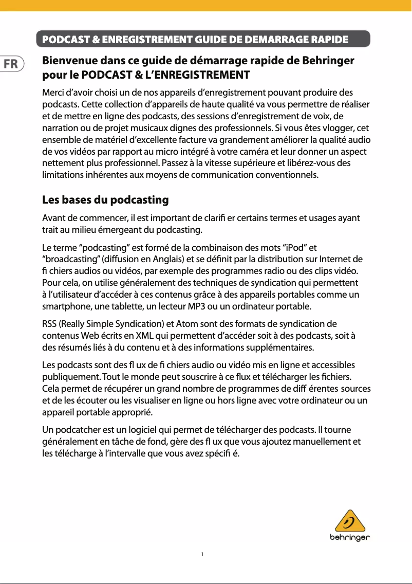 Page 1 of the manual User Manual Behringer U-Phoria Studio Pro