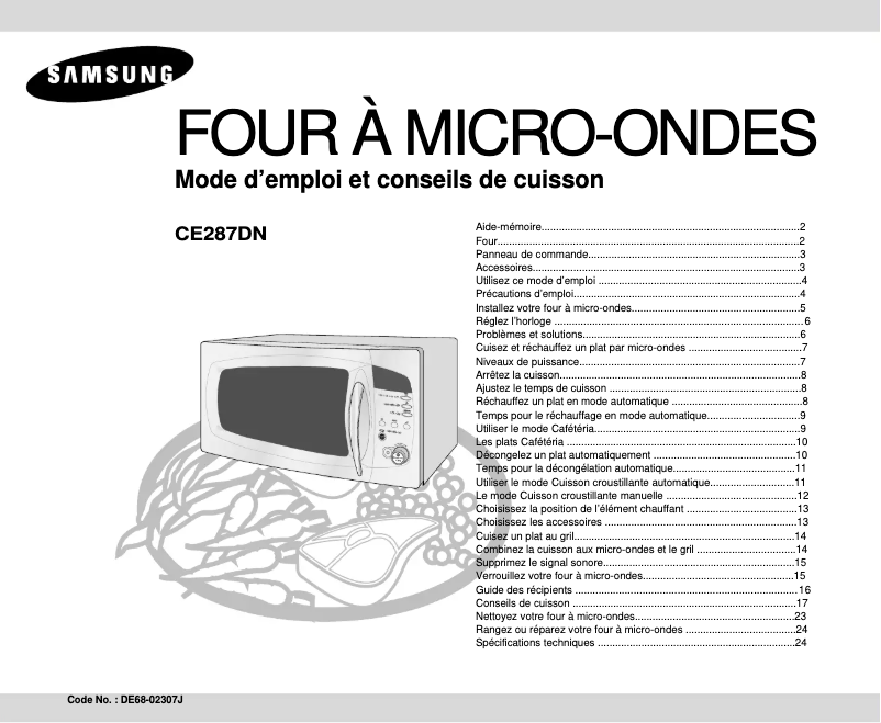First page image of the manual for CE287DN