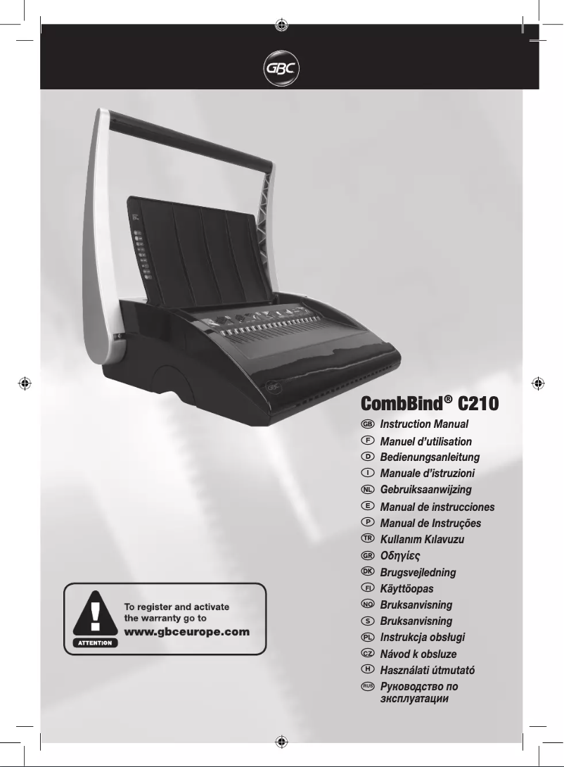 First page image of the manual for CombBind 210