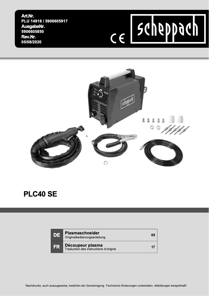 First page image of the manual for PLC40 SE
