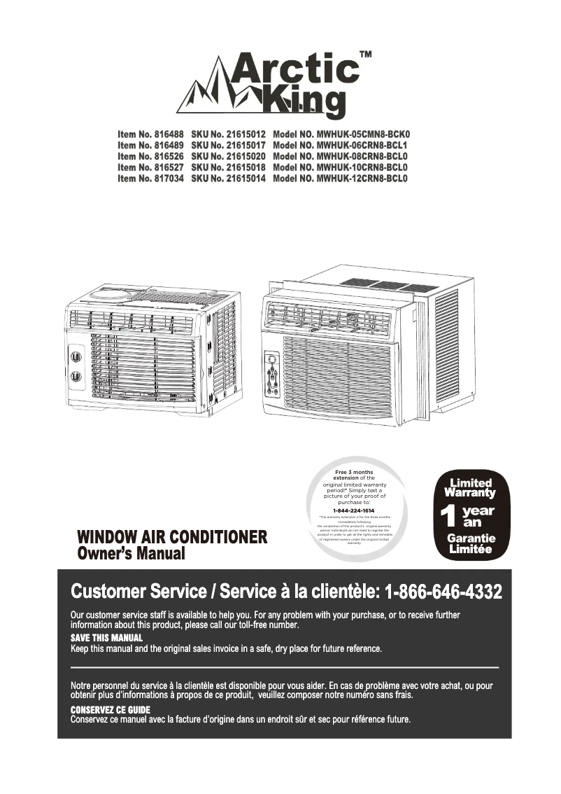 Image de la première page du manuel de l'appareil MWHUK08CRN8BCL0