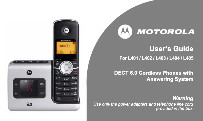 Page 1 of the manual User Manual Motorola L403