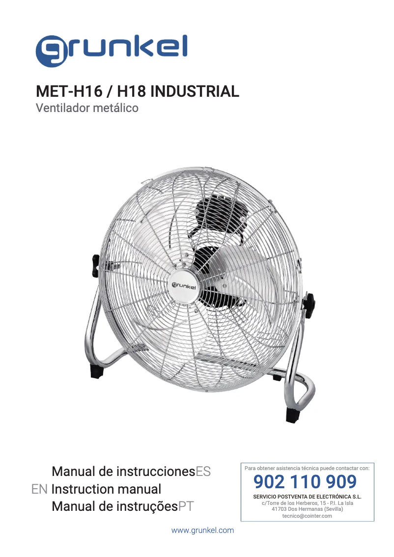 Page 1 of the manual User Manual Grunkel MET-H18 Industrial