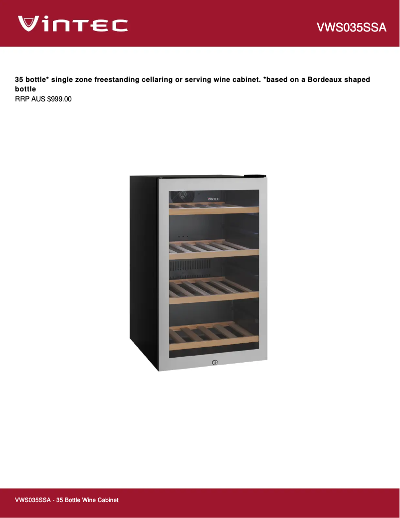 First page image of the manual for VWS035SSA