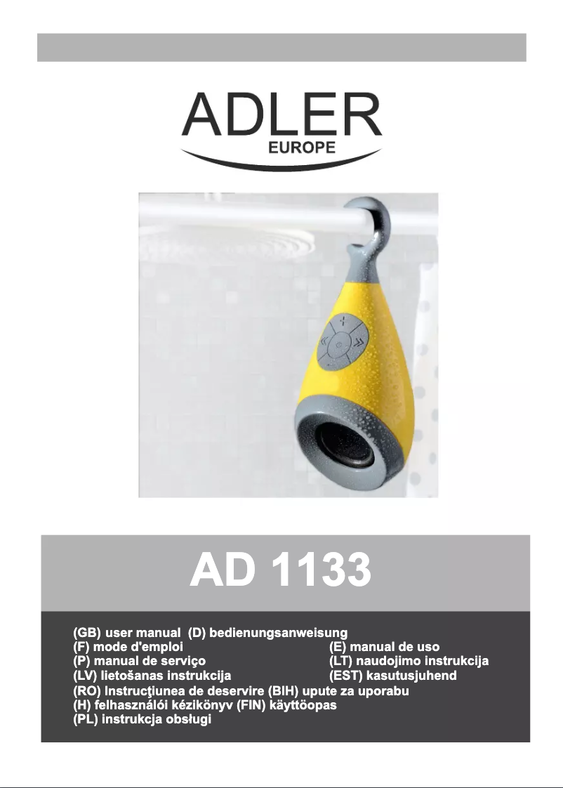 Page 1 of the manual User Manual Adler AD 1133