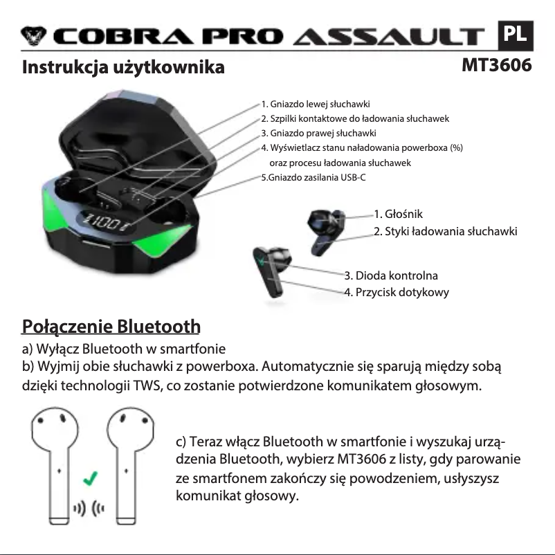 First page image of the manual for ASSAULT TWS MT3606