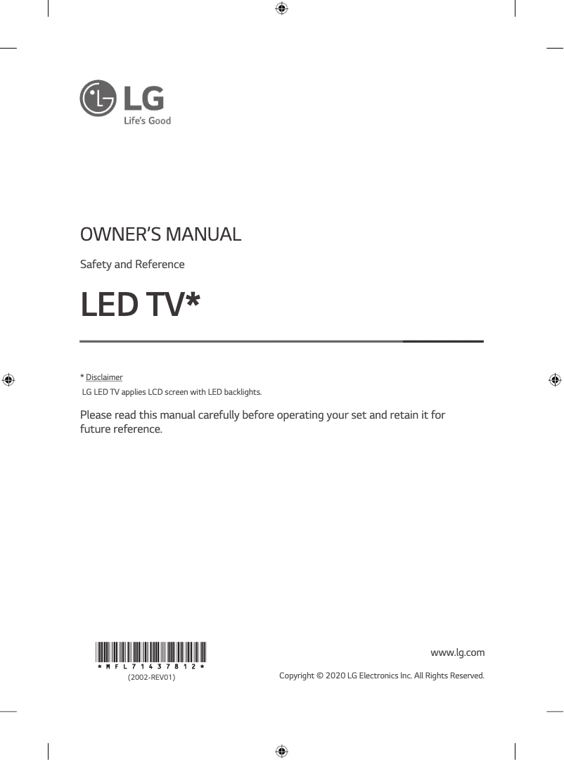 Page 1 of the manual User Manual LG 60UN7100PTA