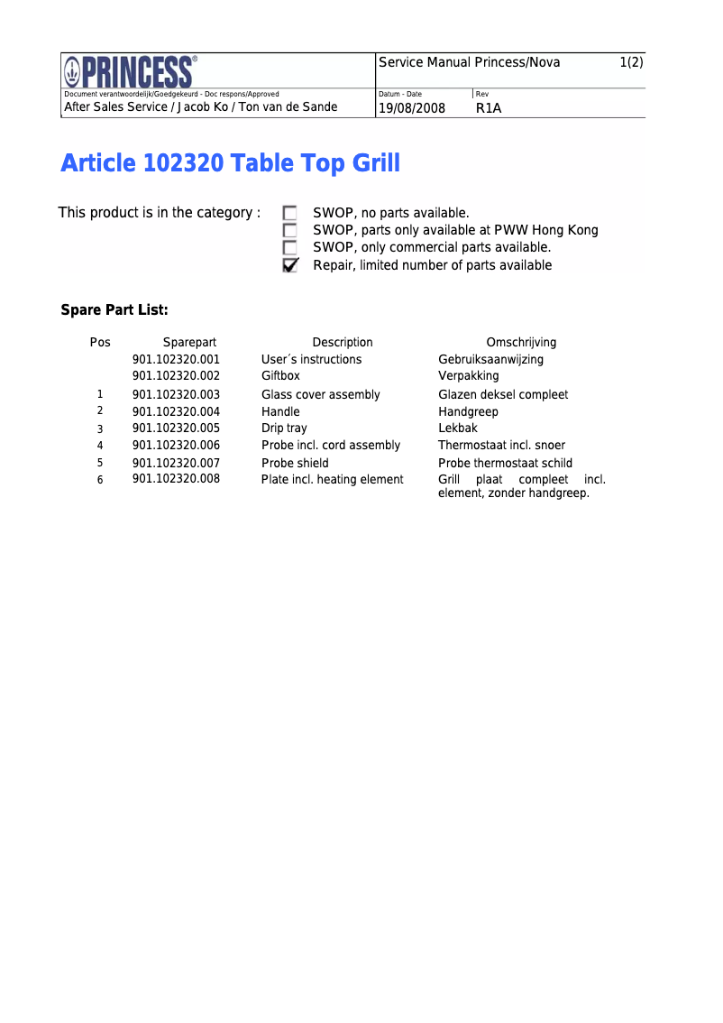 First page image of the manual for 102320