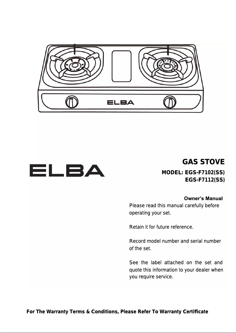 Page 1 of the manual User Manual Elba EGS-F7102(SS)