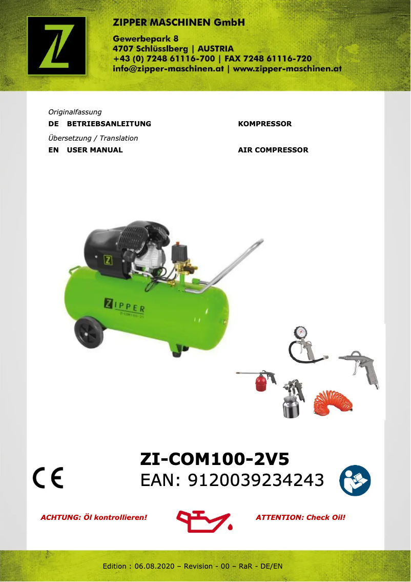 First page image of the manual for ZI-COM100-2V5