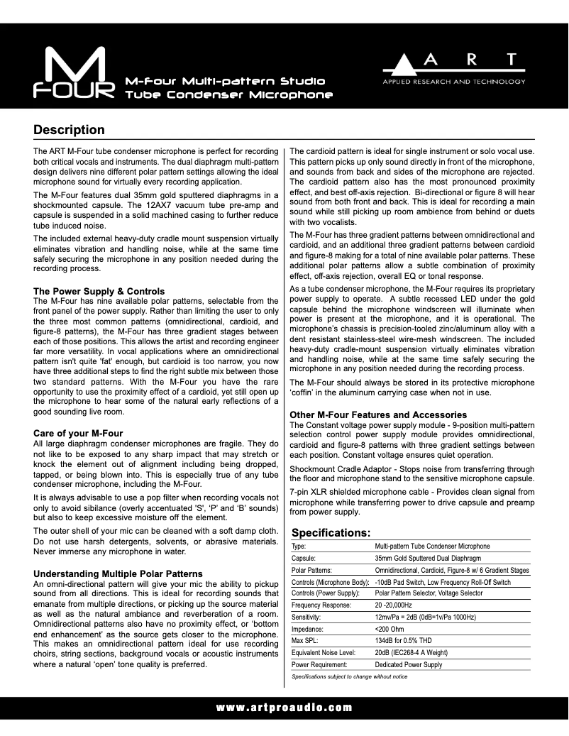 Page 1 of the manual User Manual ART M-Four