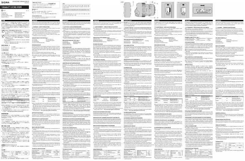 Page 1 of the manual User Manual Sigma 14mm F1.8 DG HSM