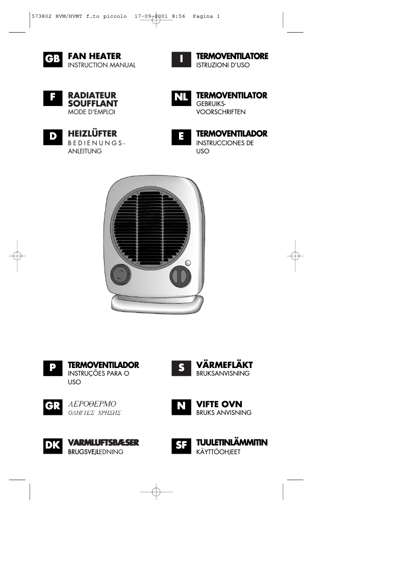 Page 1 of the manual User Manual DeLonghi HVM02