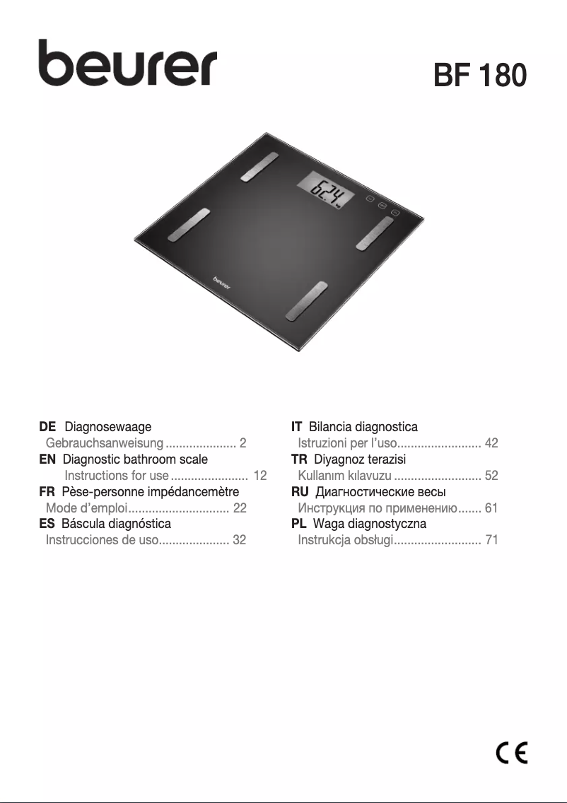 First page image of the manual for BF 180