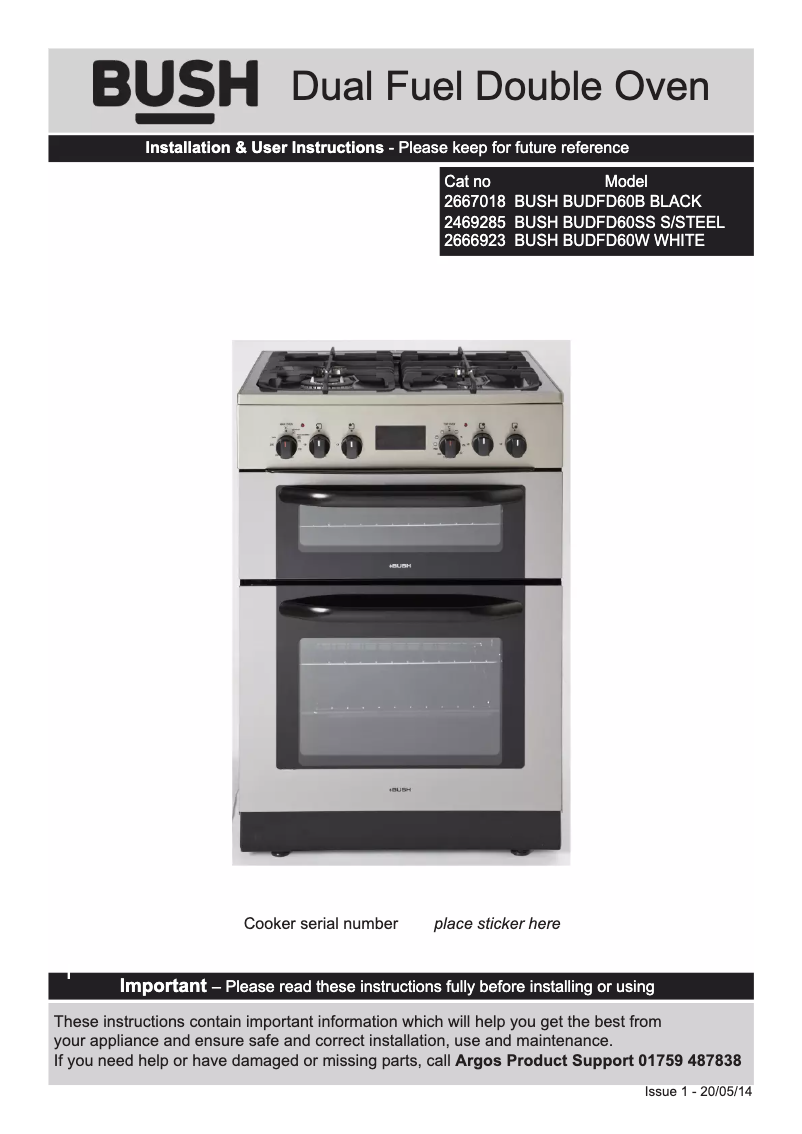 First page image of the manual for BUDFD60SS