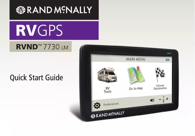 Page 1 of the manual User Manual Rand McNally RVND 7730 LM