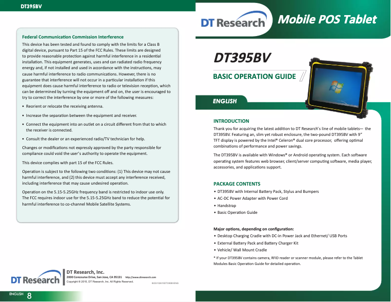 Page 1 of the manual User Manual DT Research DT395BV