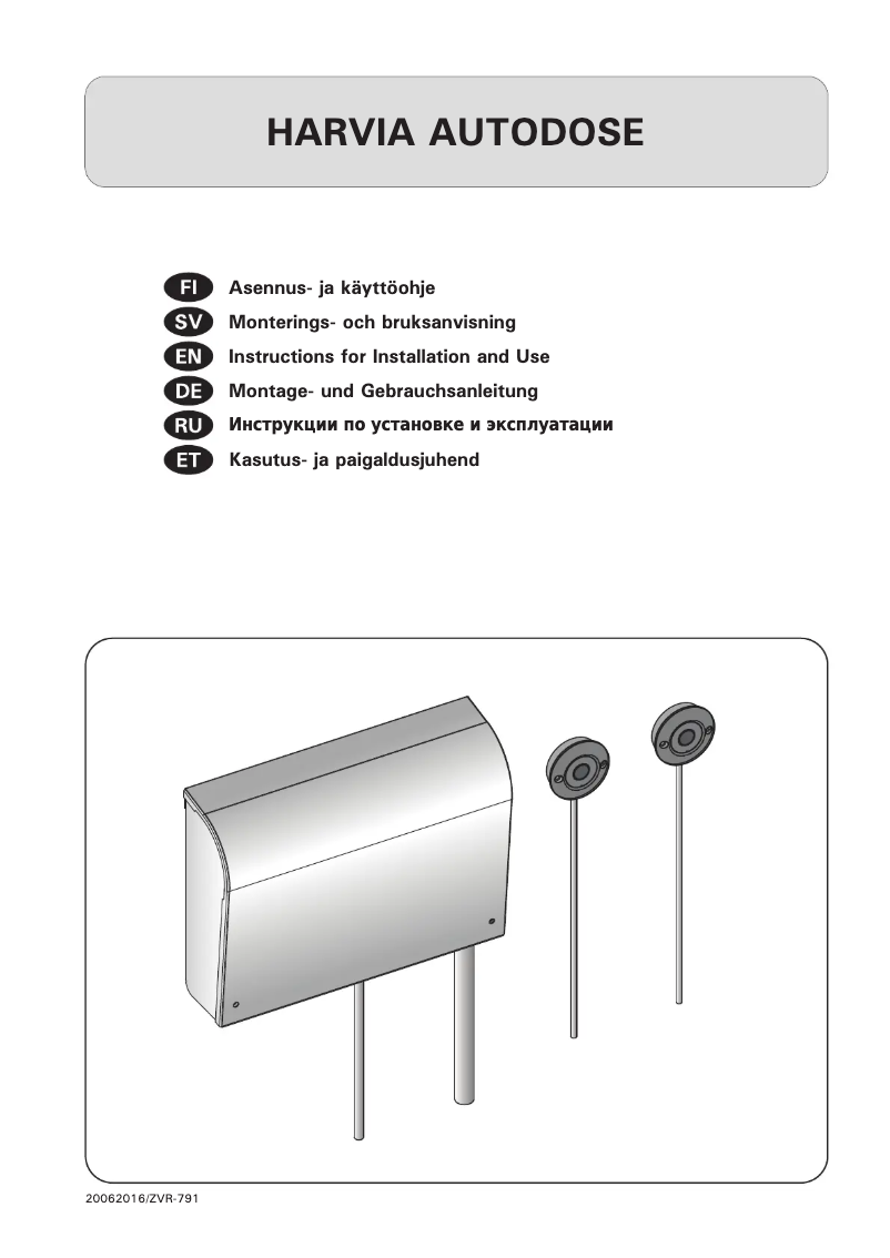 Page 1 of the manual User Manual Harvia Autodose SASL1