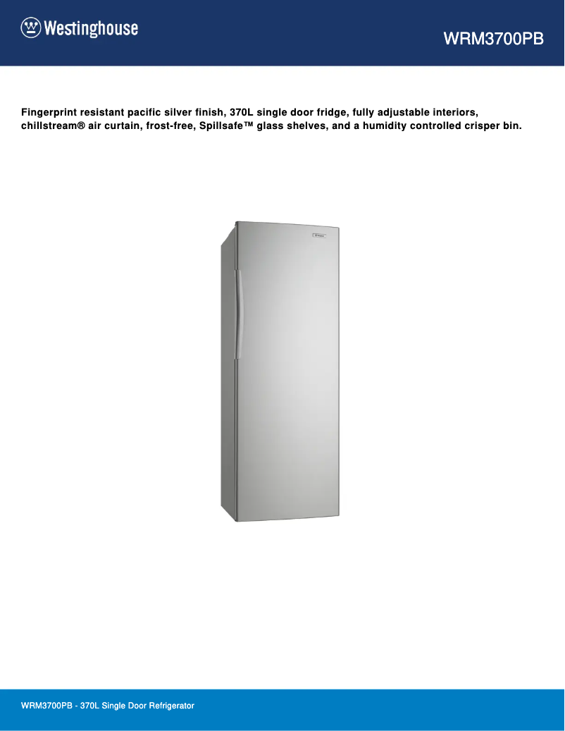 First page image of the manual for WRM3700PB