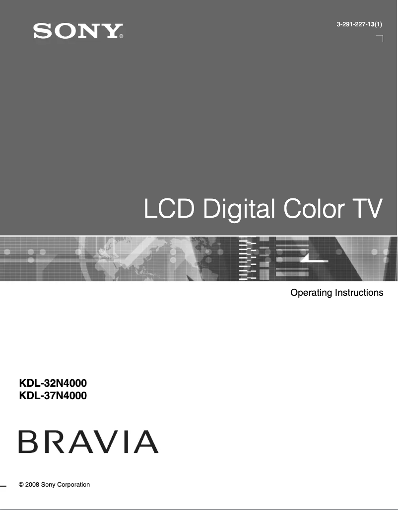 First page image of the manual for Bravia KDL-37N4000