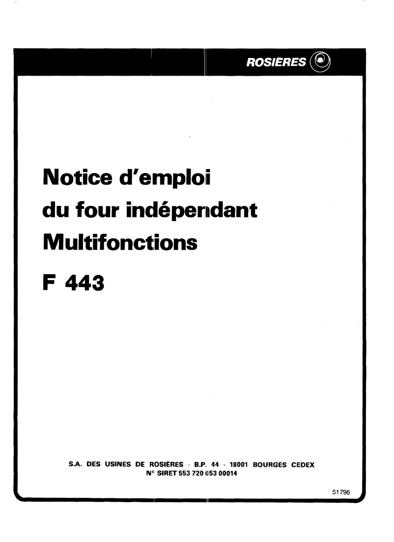 First page image of the manual for F 443