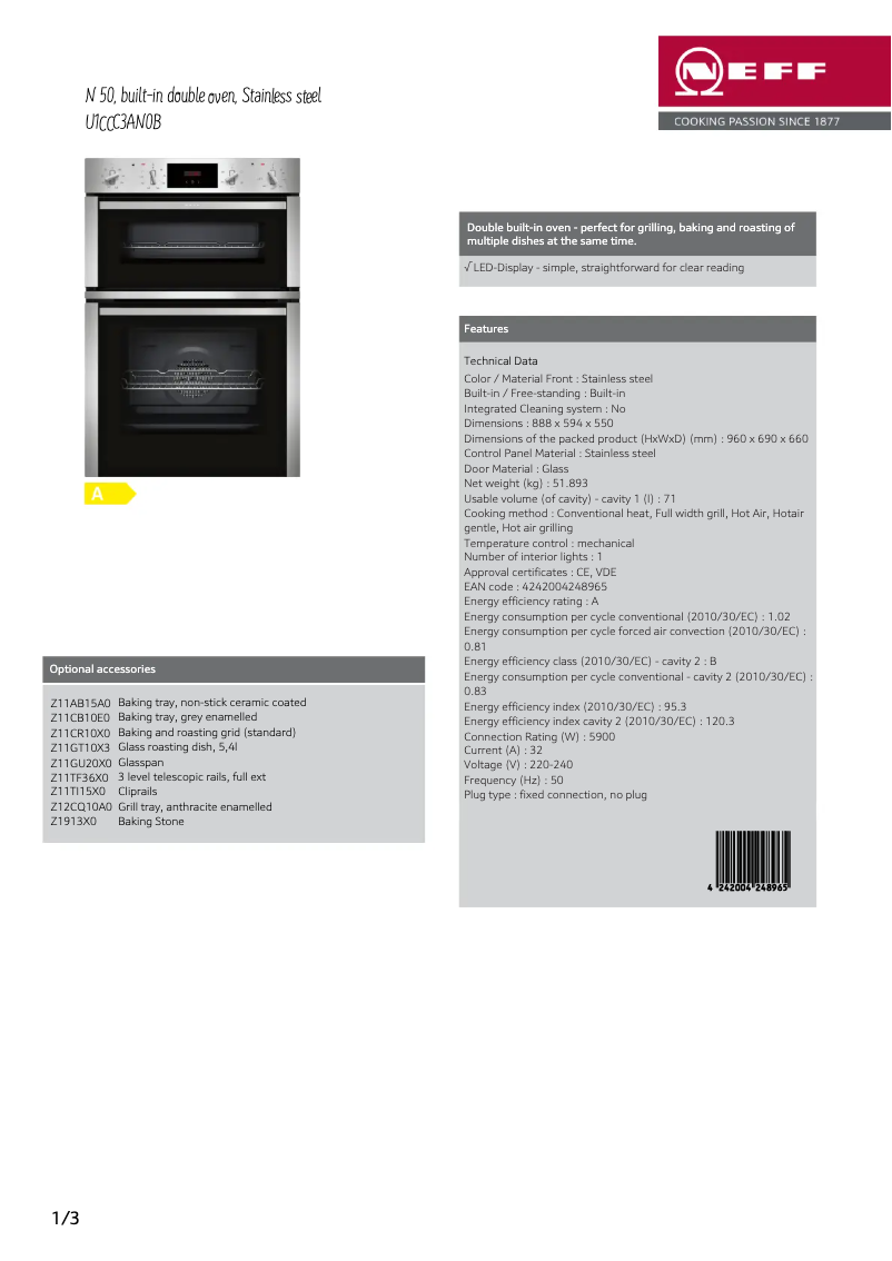 First page image of the manual for U1CCC3AN0B