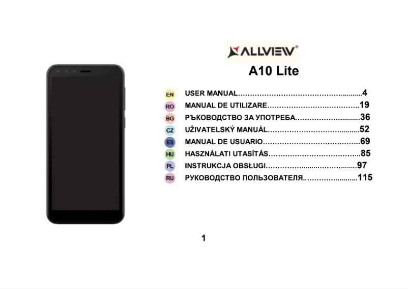 Page 1 of the manual User Manual Allview A10 Lite