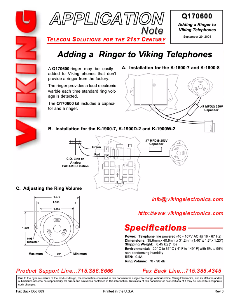 First page image of the manual for K-1900D-2