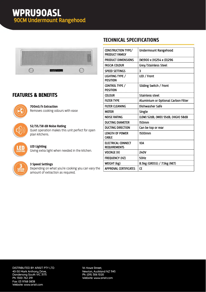 First page image of the manual for WPRU90ASL