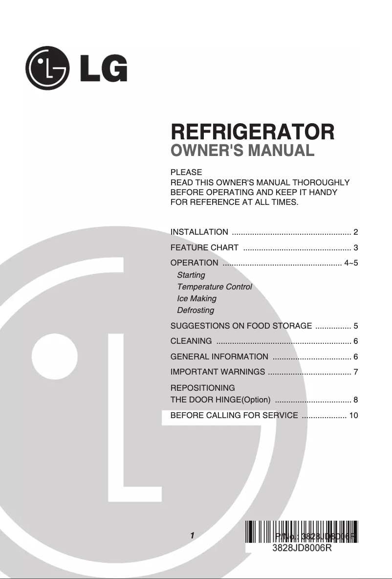 First page image of the manual for GR-141SFQ