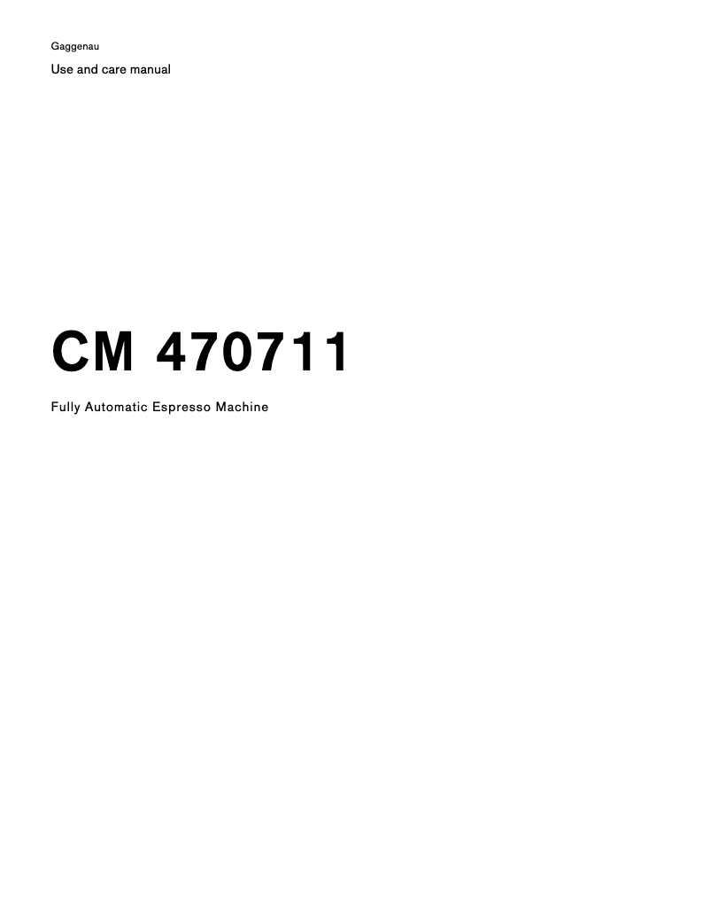 Page 1 of the manual User Manual Gaggenau CM470711
