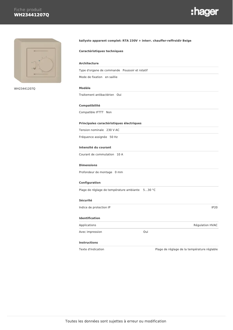 First page image of the manual for WH23441207Q