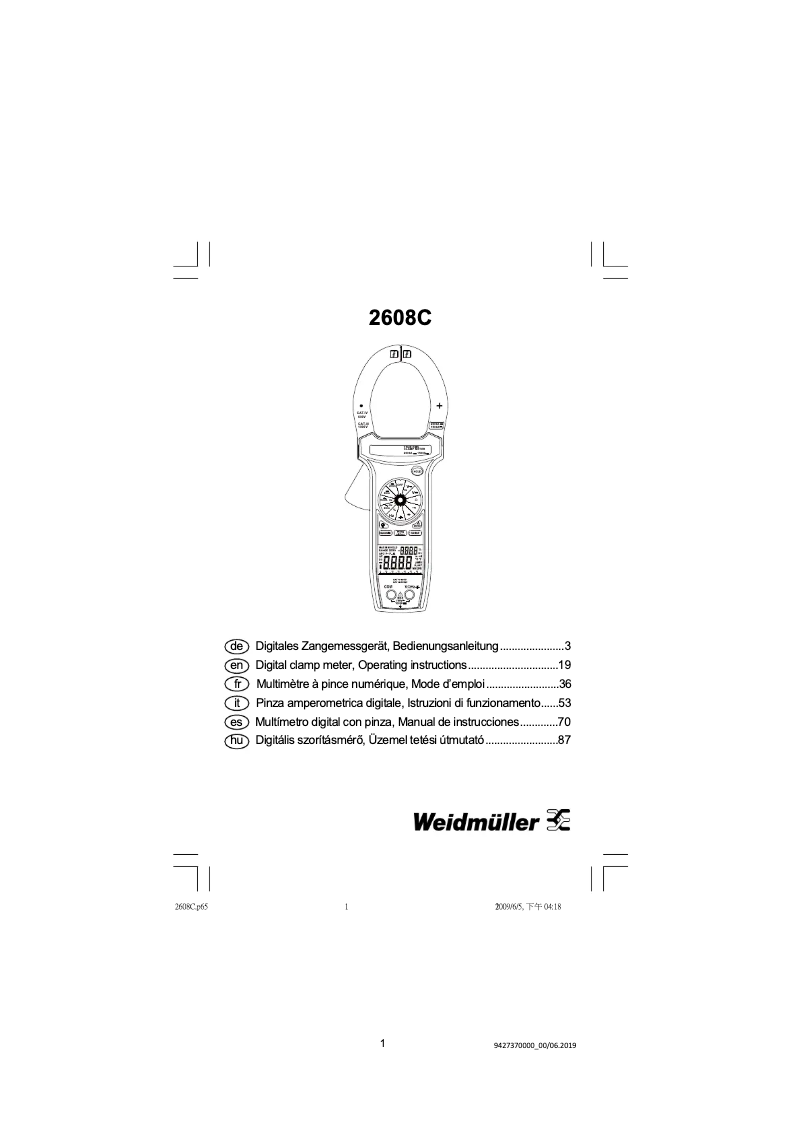 Page 1 of the manual User Manual Weidmüller 2608C