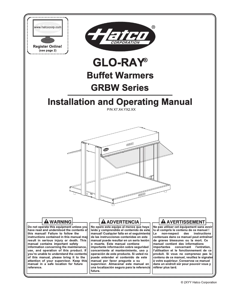 Page 1 of the manual User Manual Hatco Glo-Ray GR2BW-72